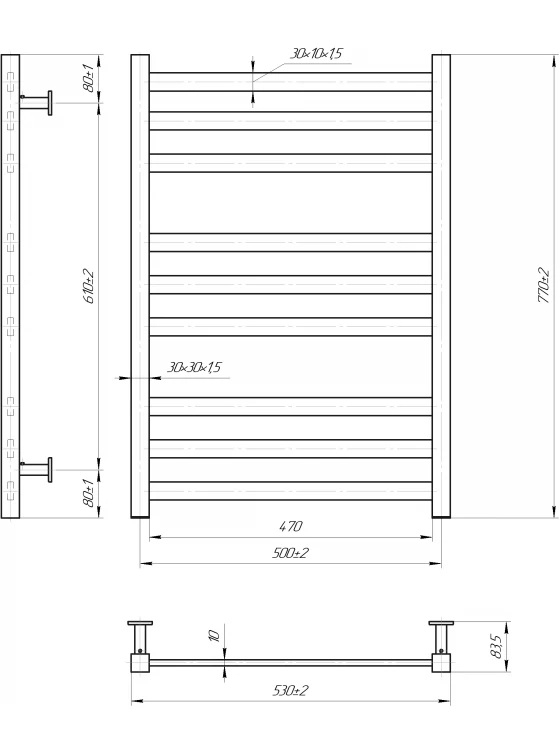 Mario INOX Чикаго 770х530/500 (1.072.048859.BM) Габаритні розміри