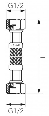 Ferro PWS3, L=400мм, 1/2" (врезной-врезной) Габаритные размеры