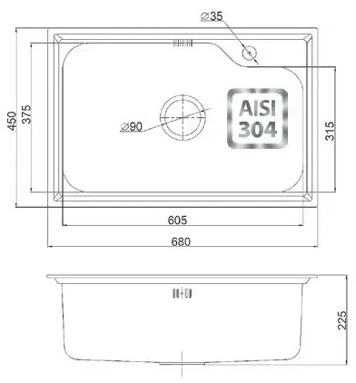 Fabiano BR 68x45 матовая (8213.401.0258) Габаритные размеры