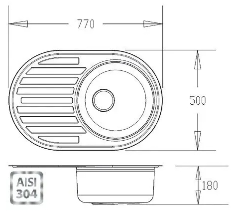 Fabiano BR 77x50 матовая (8213.401.0008) Габаритные размеры