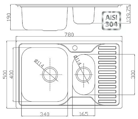 Fabiano BR 78x50x15 матовая (8213.401.0012) Габаритные размеры