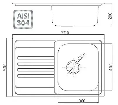 Fabiano BR 78x50 S матовая (8213.401.0013) Габаритные размеры
