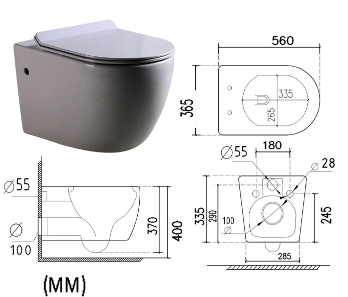 Grohe Rapid SL 38772001+ Dusel Belisi + Grohe (dusel-547) Габаритные размеры