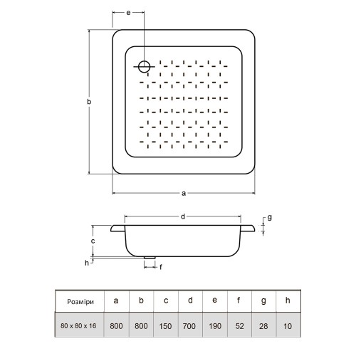 Smavit 80х80х16 (1581101) Габаритні розміри