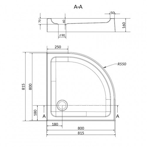 Cersanit Tako 80x16 (S204-003) Габаритні розміри