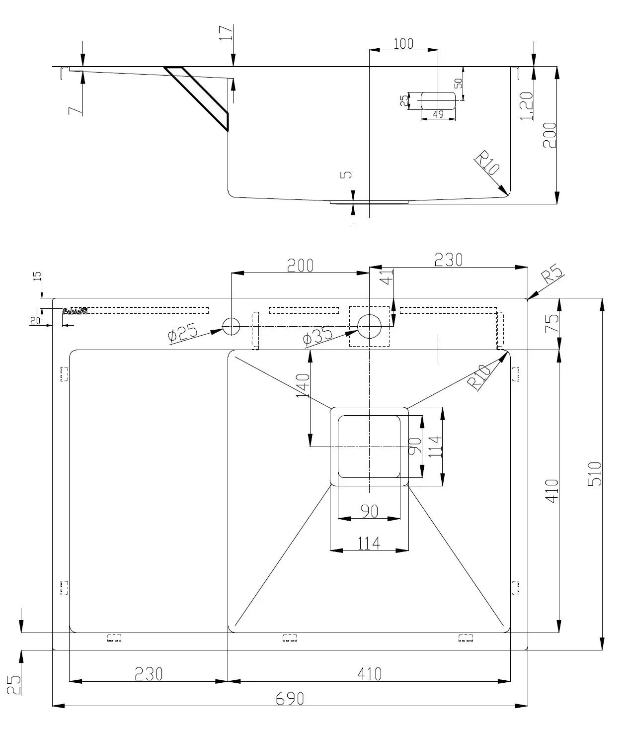 Fabiano Top 69 Right (8216.401.0700) Габаритные размеры