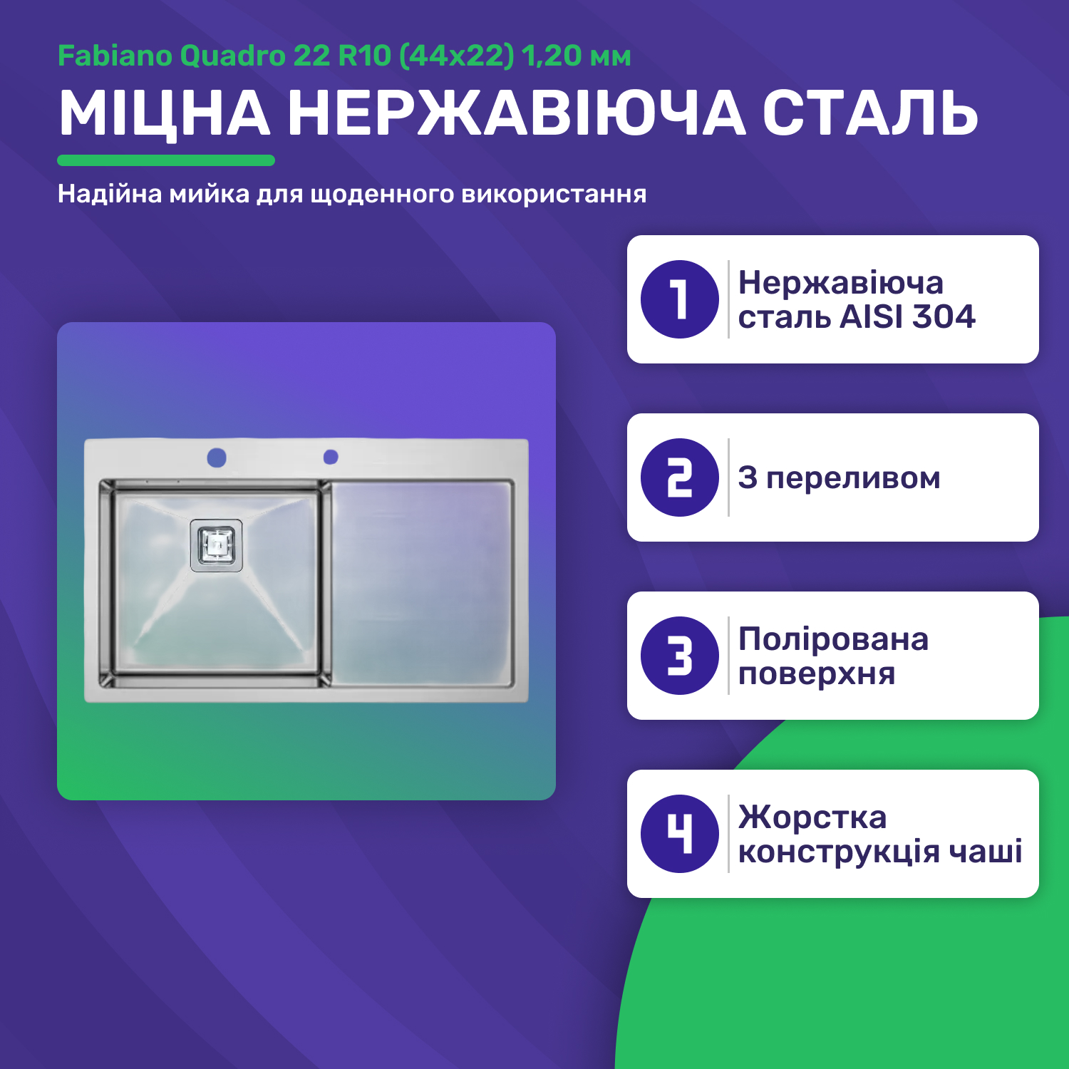 в продажу Кухонна мийка Fabiano Top 79 Left (8216.401.0698) - фото 3