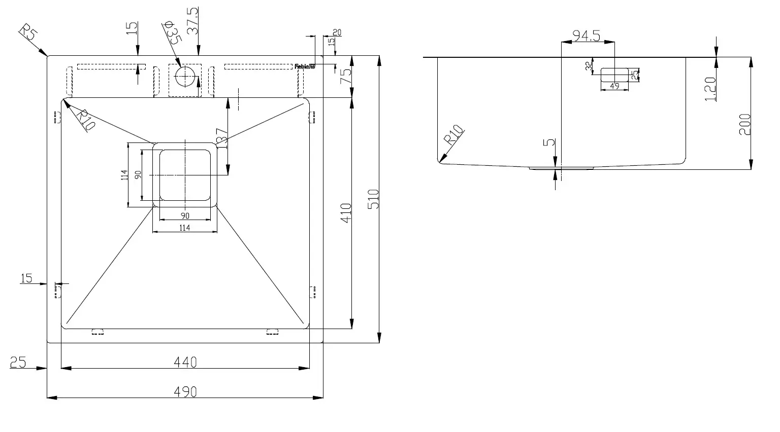 Fabiano Top 49 Celldecor Nano Graphite (8216.401.1687) Габаритные размеры