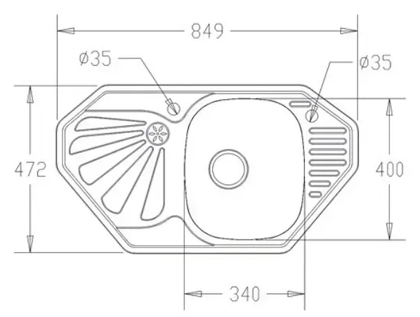 Fabiano 85x47 угловая микродекор (8211.401.0421) Габаритные размеры