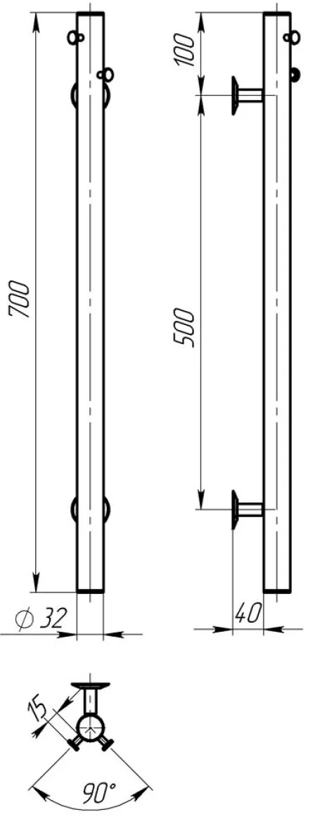 Deffi Chloe 30*700 Е Білий, WD03 (C.MK.70.30.E.W.U.3) Габаритні розміри