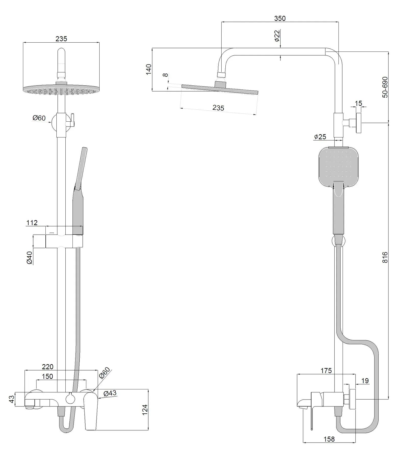 Fabiano AquaFocus Chrome (8231.403.1505) Габаритні розміри