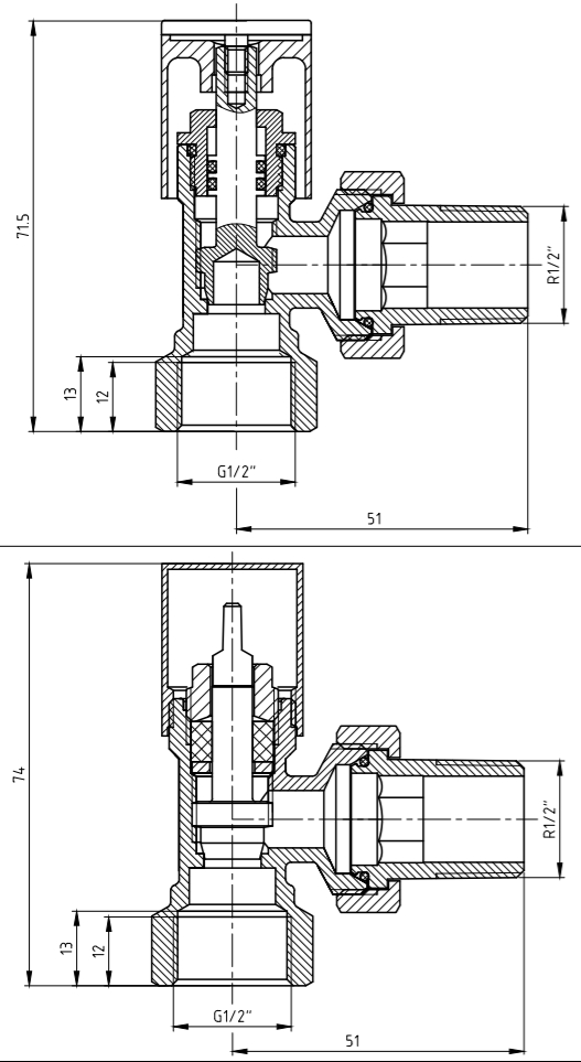 Warm Well VAW 1/2" White Габаритные размеры