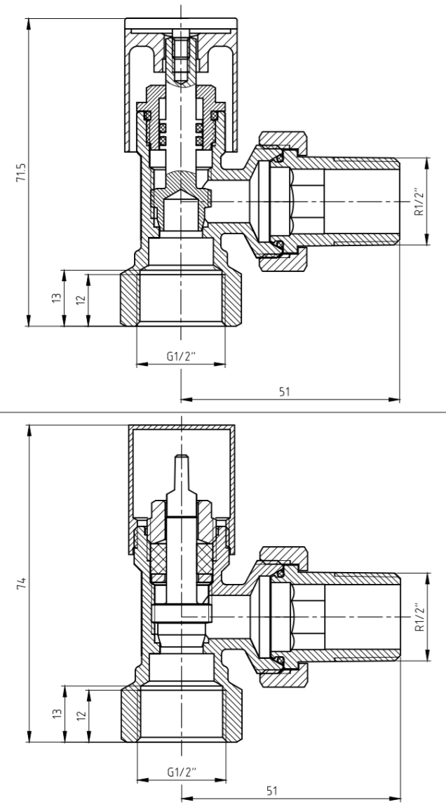 Warm Well VAW 1/2" Black Габаритные размеры