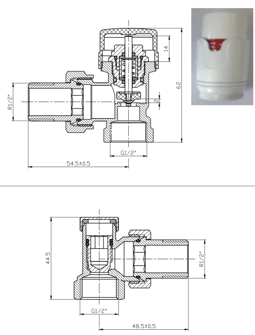 Warm Well TRVW 1/2" White Габаритные размеры