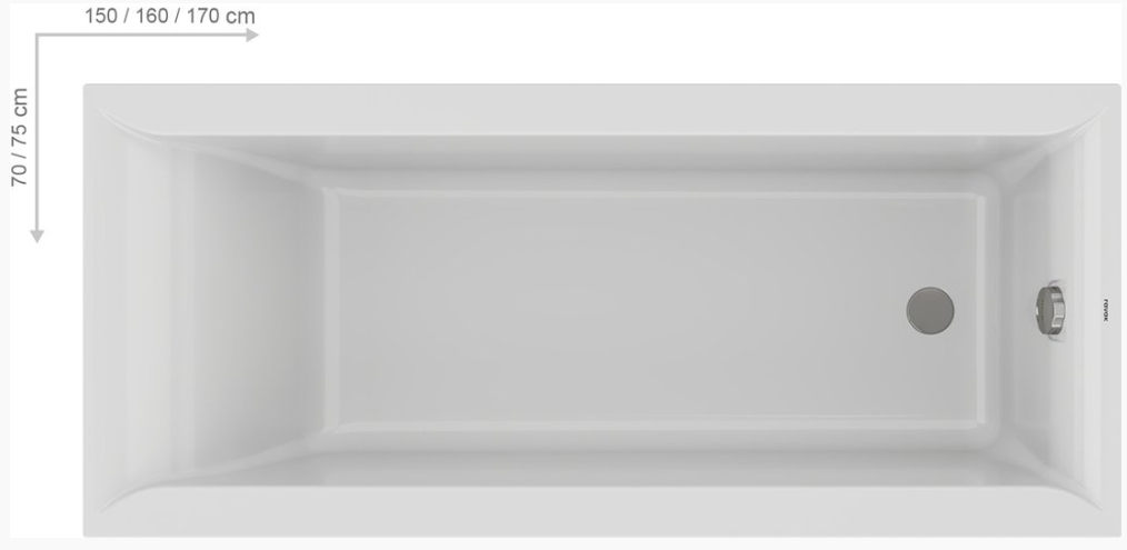 Ravak Favorit 170x75 (XC00100123) Габаритные размеры