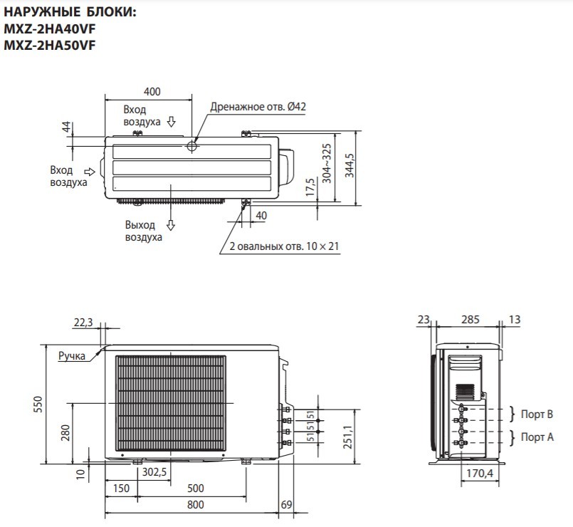 Mitsubishi Electric Basic Wi-Fi Multi 40 (9+9) Габаритные размеры