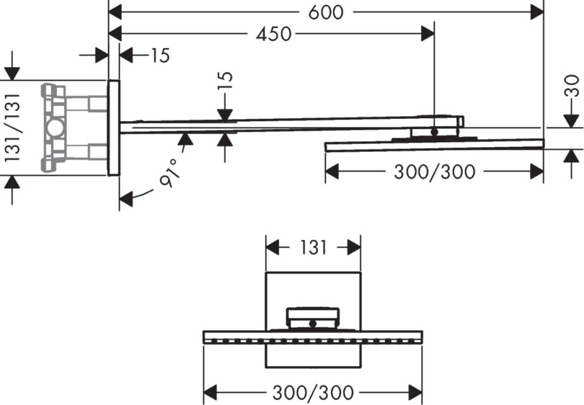 Axor 300х300 2jet P Chrome 35318000 Габаритні розміри