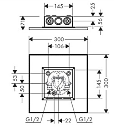 Axor 300х300 2jet Chrome 35321000 Габаритні розміри
