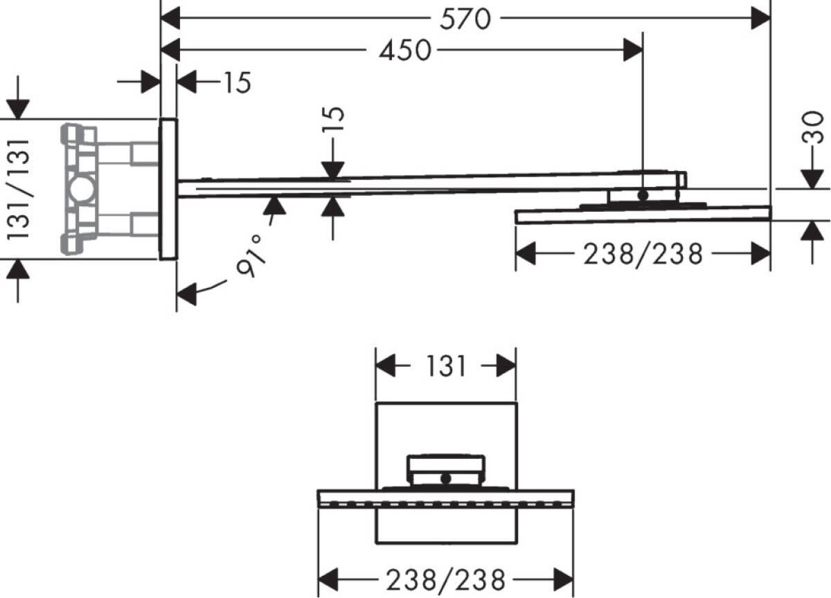 Axor 250х250 2jet P Chrome 35310000 Габаритні розміри