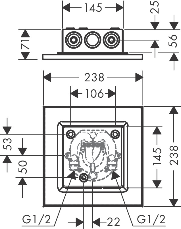 Axor ShowerSolutions 250х250 2jet Chrome 35313000 Габаритні розміри