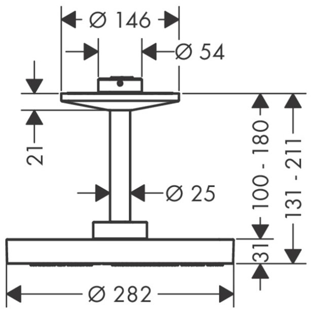Axor One 280 2jet Chrome 48494000 Габаритні розміри