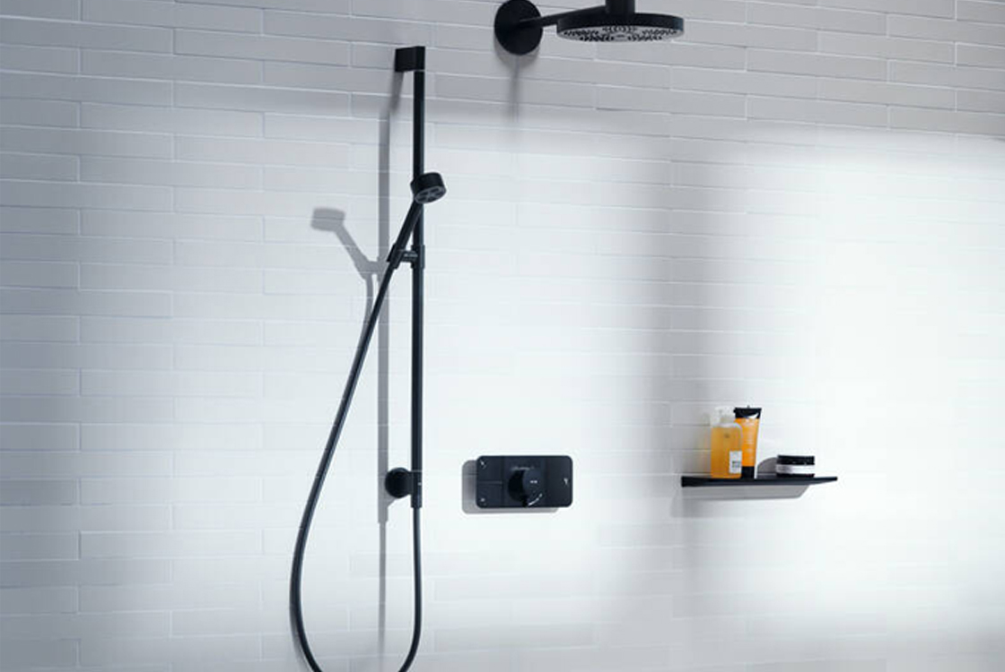 Душевый набор Axor One 75 1jet EcoSmart Matt Black 48791670 цена 32752 грн - фотография 2