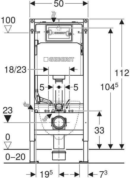 Geberit Duofix BasicDelta 111.153.00.3 Габаритні розміри