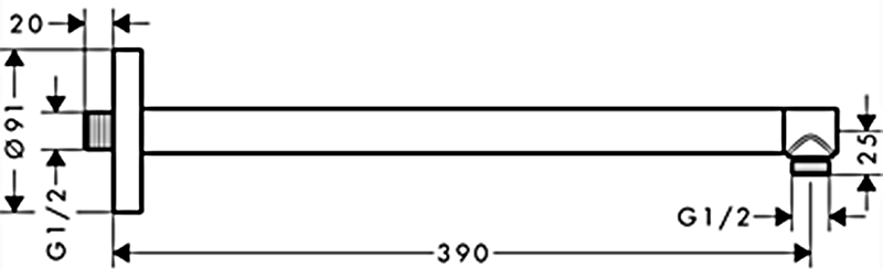 Axor ShowerSolutions 390 мм Chrome 26431000 Габаритні розміри