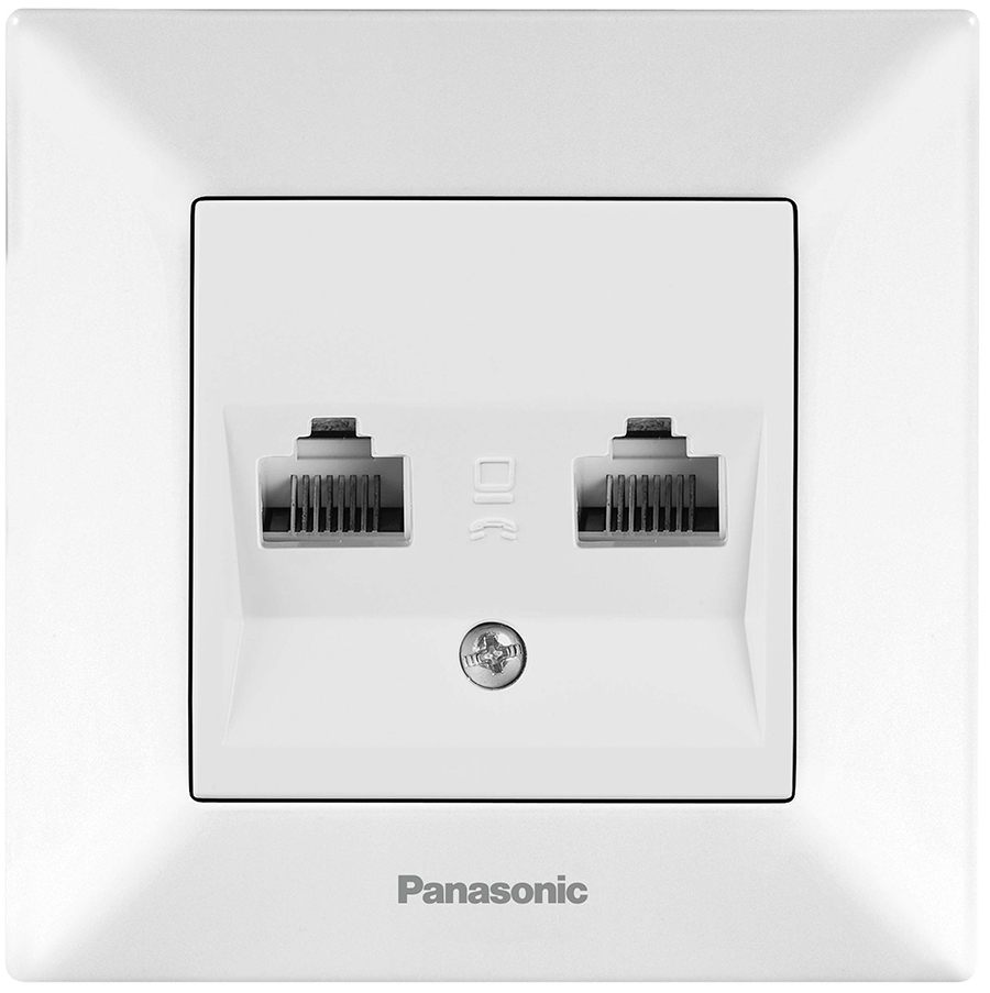 Розетка Panasonic Arkedia Slim 2xRJ45 Cat5e, білий (WNTC04062WH-UA)