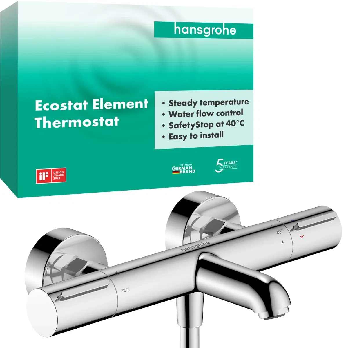 Смеситель с термостатом Hansgrohe Ecostat Element Chrome 13347000 цена 14406 грн - фотография 2
