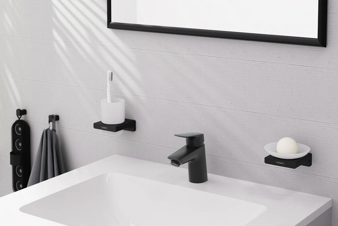 Смеситель для умывальника Hansgrohe Logis Matt Black 71077670 цена 6844 грн - фотография 2