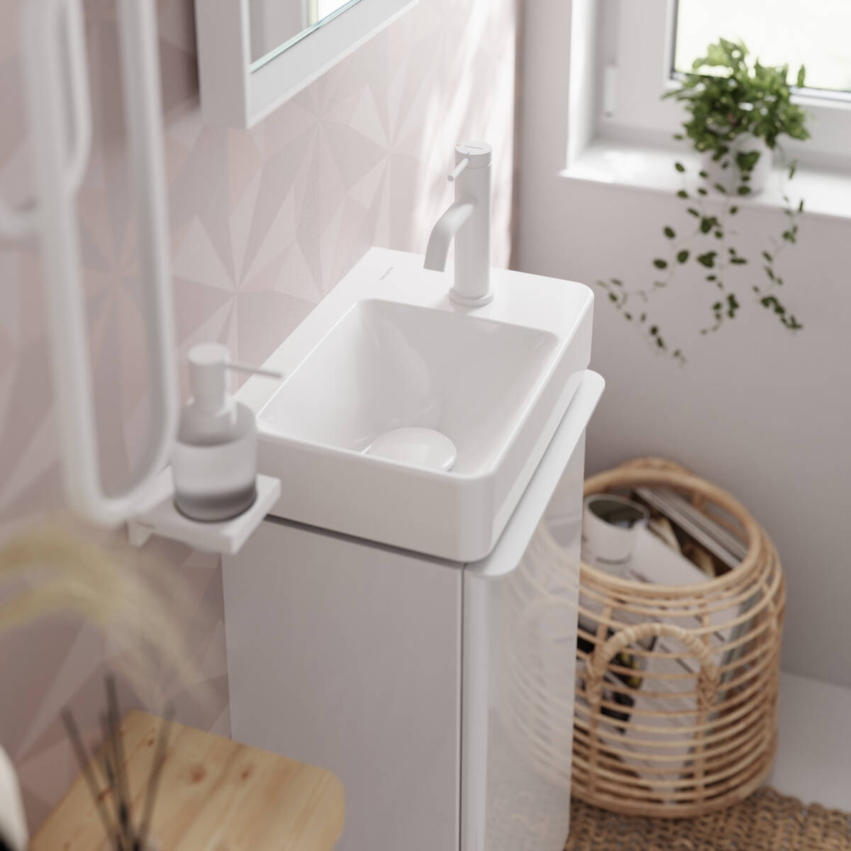 Смеситель для умывальника Hansgrohe Tecturis S 80 CoolStart Matt White (73301700) цена 12119 грн - фотография 2
