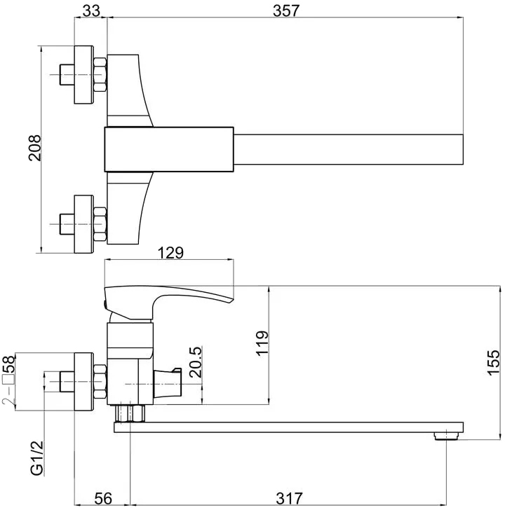 Gappo G2207 (1033980) Габаритные размеры