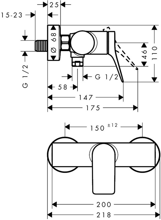 Hansgrohe Vivenis Chrome 75623000 Габаритні розміри