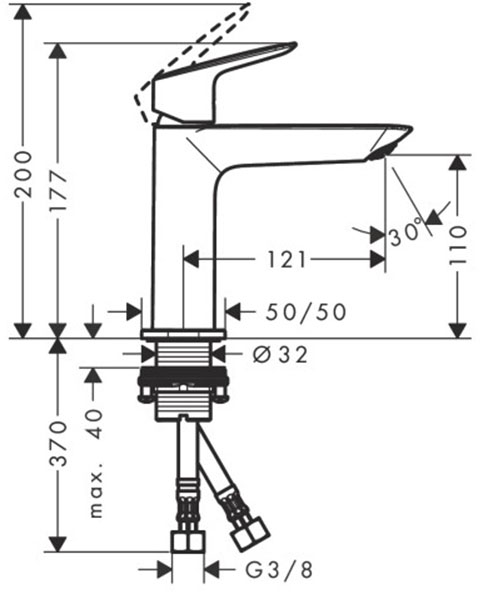 Hansgrohe Logis Fine 110 Matt Black 71253670 Габаритні розміри