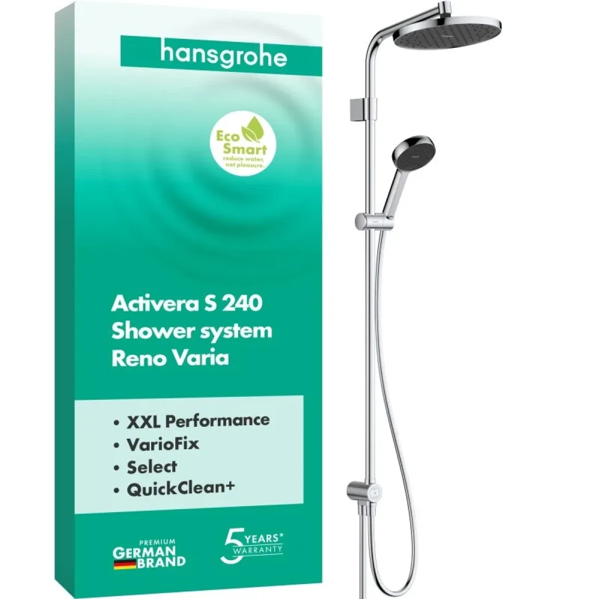 Душовий набір Hansgrohe Activera S 240 1jet EcoSmart Reno Varia Chrome 28074000 ціна 26325 грн - фотографія 2