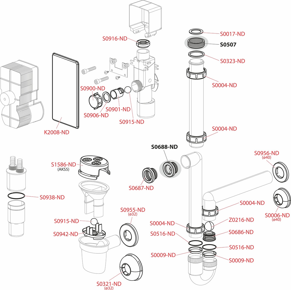 Воронка с сифоном для сбора конденсата AlcaPlast AKS1 цена 274 грн - фотография 2