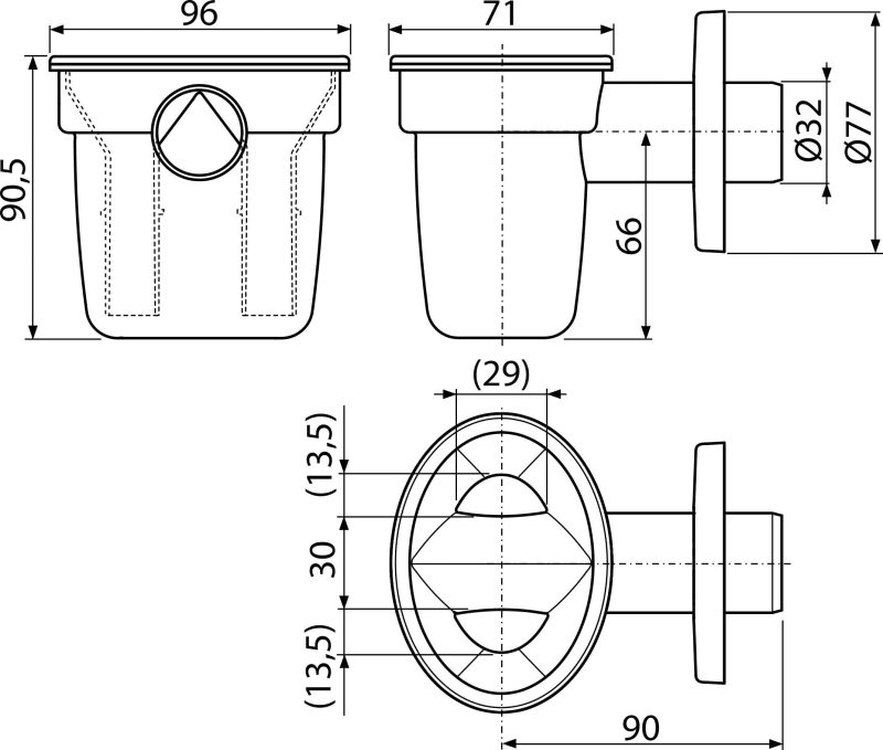 AlcaPlast AKS1 Габаритные размеры