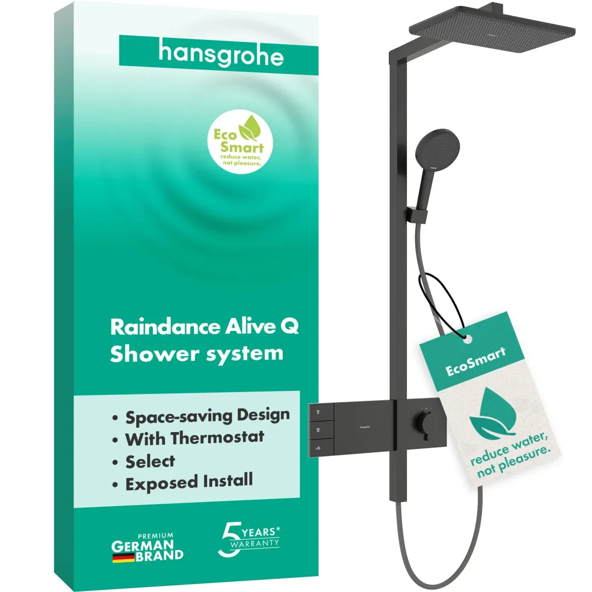 Душова система Hansgrohe Raindance Alive Q 340/210 2jet EcoSmart ShowerSelect Comfort Brushed Black Chrome 24591340 ціна 148176 грн - фотографія 2