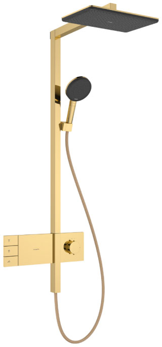 Душевая система Hansgrohe Raindance Alive Q 340/210 2jet EcoSmart ShowerSelect Comfort Polished Gold Optic 24591990