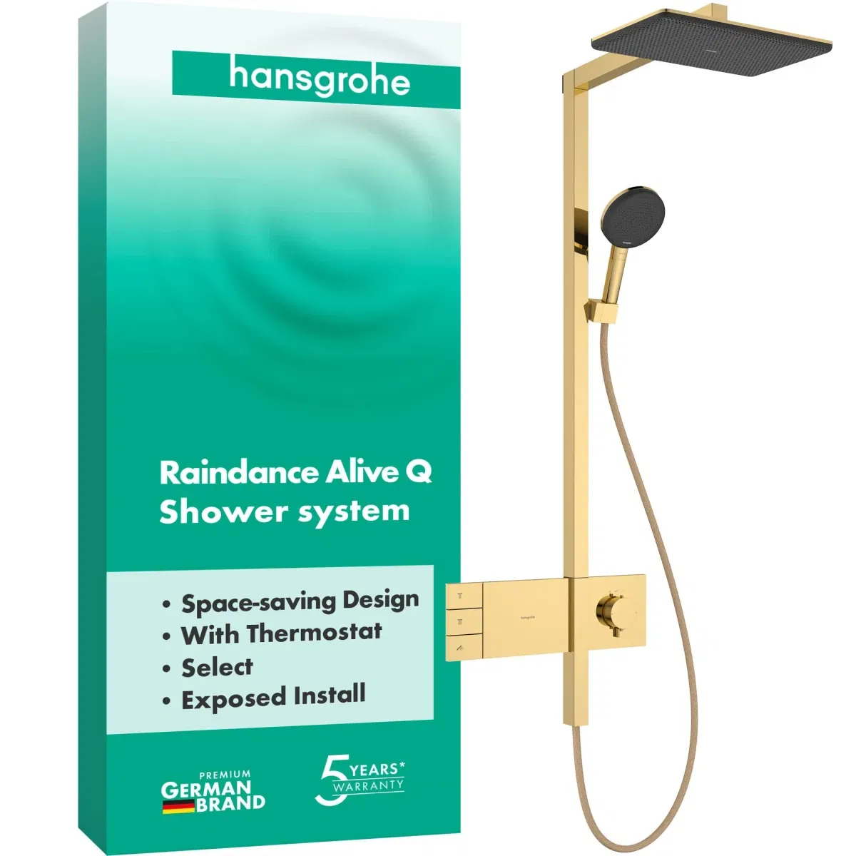 Душевая система Hansgrohe Raindance Alive Q 340/210 2jet ShowerSelect Comfort Polished Gold Optic 24590990 цена 148176 грн - фотография 2