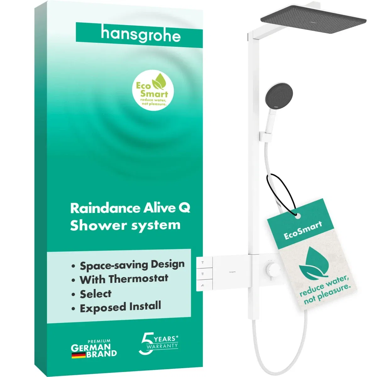 Душевая система Hansgrohe Raindance Alive Q 340/210 2jet EcoSmart ShowerSelect Comfort Matt White 24591700 цена 128419 грн - фотография 2