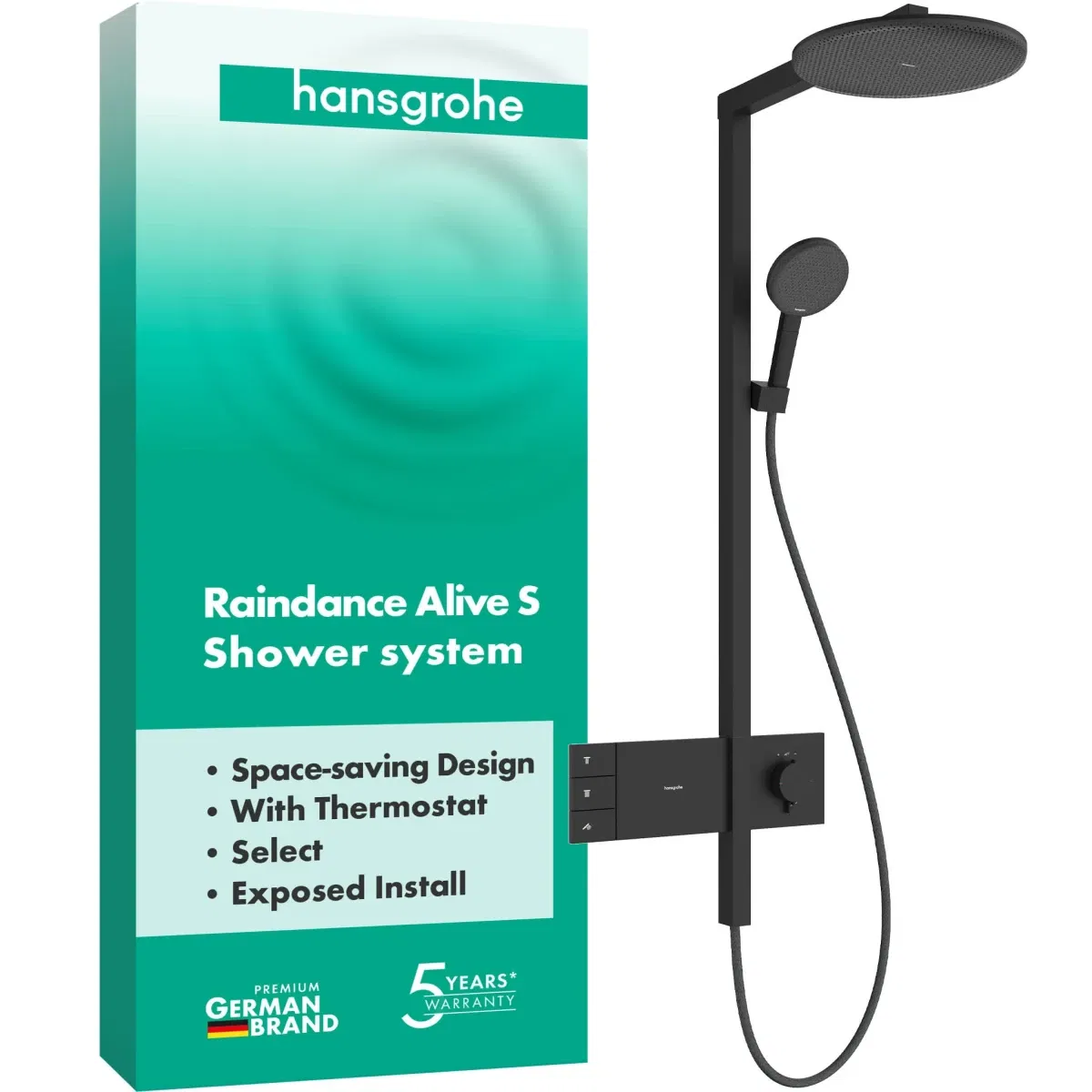 Душова система Hansgrohe Raindance Alive S 300 2jet ShowerSelect Comfort Matt Black 24595670 ціна 128419 грн - фотографія 2