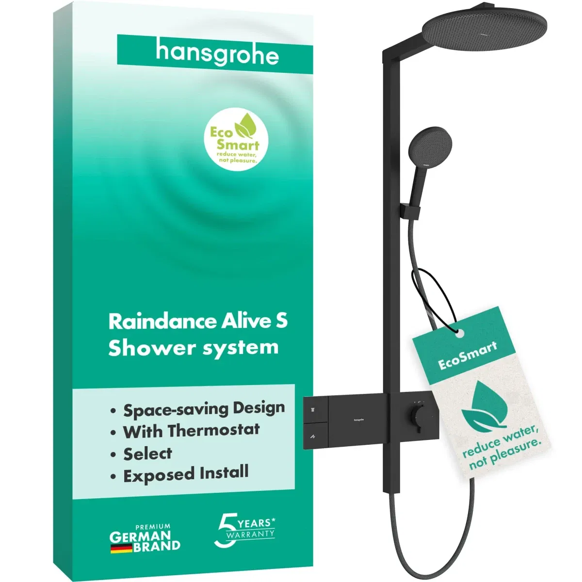 Душова система Hansgrohe Raindance Alive S 300 1jet EcoSmart ShowerSelect Comfort Matt Black 24583670 ціна 114660 грн - фотографія 2