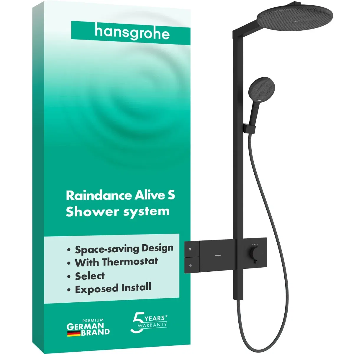Душова система Hansgrohe Raindance Alive S 300 1jet ShowerSelect Comfort Matt Black 24582670 ціна 114660 грн - фотографія 2