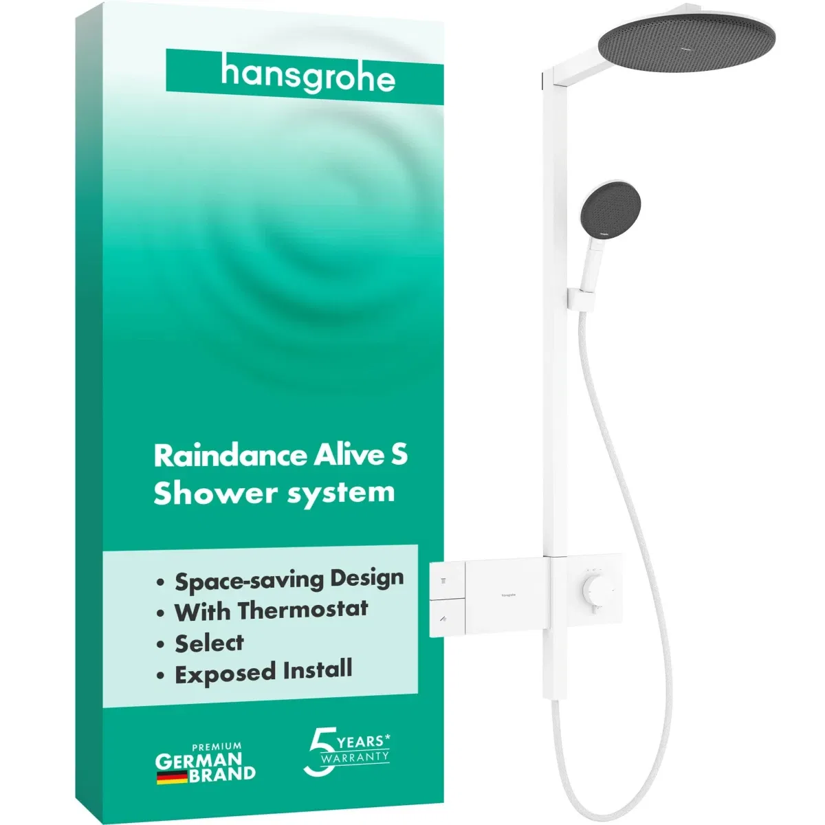 Душова система Hansgrohe Raindance Alive S 300 1jet ShowerSelect Comfort Matt White 24582700 ціна 114660 грн - фотографія 2