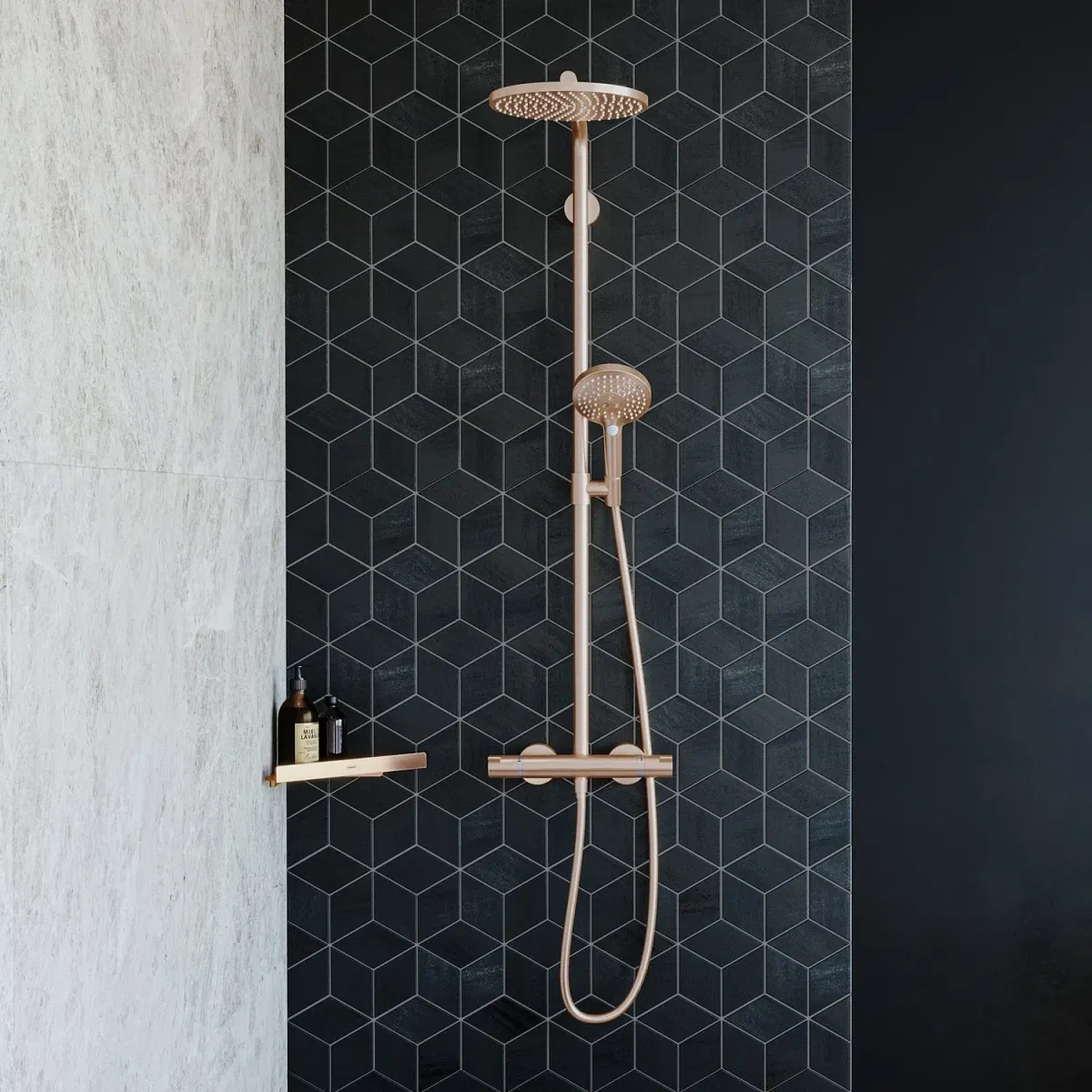 Душова система Hansgrohe Raindance S 240 EcoSmart PowderRain 2jet Brushed Bronze 28823140 ціна 99031 грн - фотографія 2