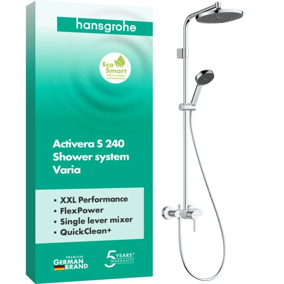 Душевая система Hansgrohe Activera S 240 1jet EcoSmart Varia Chrome 28875000 цена 27625 грн - фотография 2