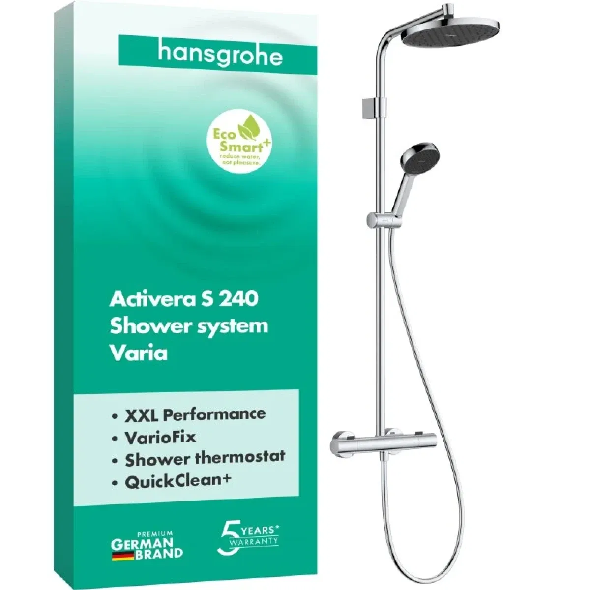 Душевая система Hansgrohe Activera S 240 1jet EcoSmart+ Ecostat Fine Varia Chrome 28083000 цена 30276 грн - фотография 2