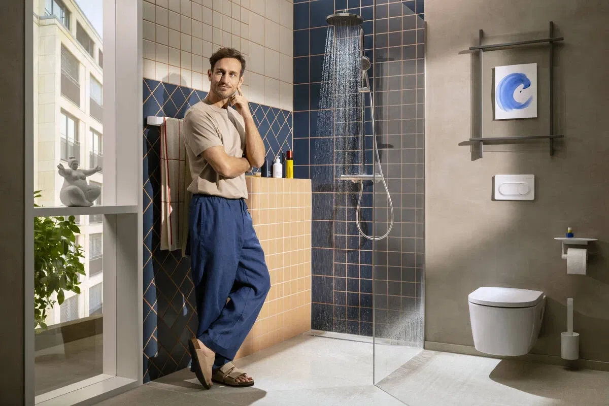 Душевая система Hansgrohe Activera S 240 1jet EcoSmart+ Ecostat Fine Varia Matt Black 28083670 обзор - фото 8